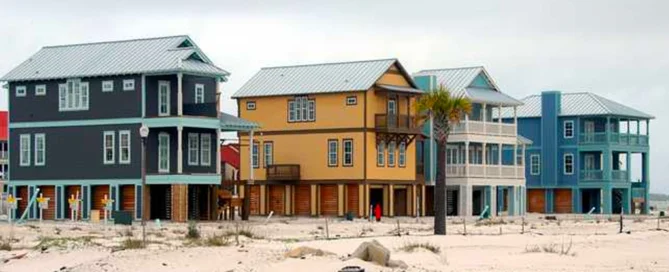 Multifamily Houses On A Beach.