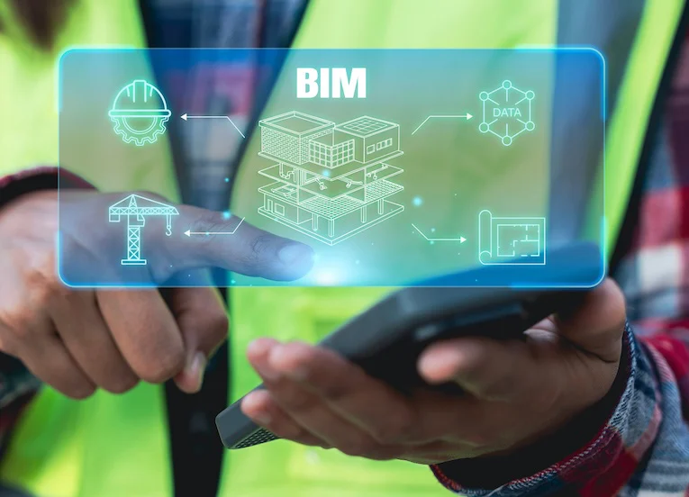 Engineer Using Smartphone For Contech And Bim Construction Technology To Manage Smart Building Projects And Infrastructure Innovation, Bim Modeling Technology, Smart Building, Civil Engineering