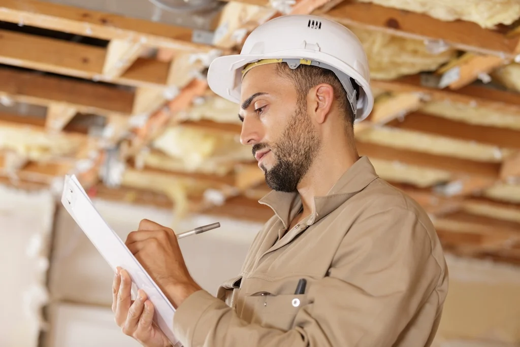 Smart Pensive Builder Thinking About Something Indoors